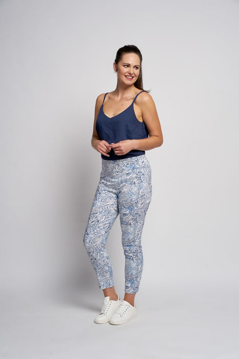 Pinns Blue Paisley Ankle Grazer Trousers