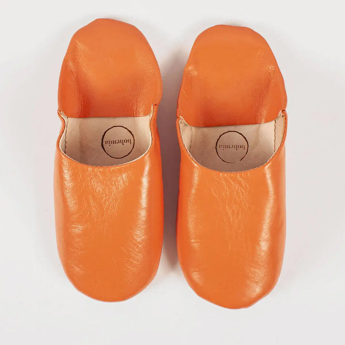 Moroccan Babouche Basic Slippers, Tangerine