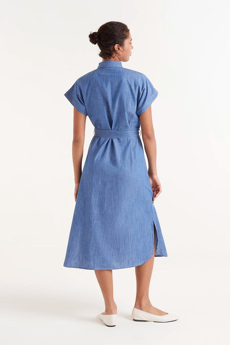 Denim midi shirt dress