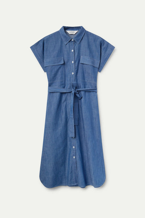 Denim midi shirt dress