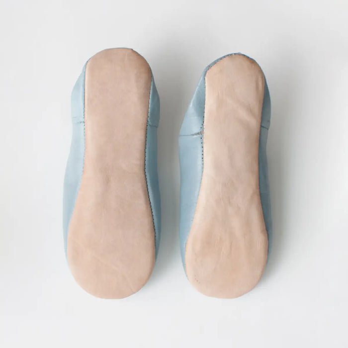 Moroccan Babouche Basic Slippers, Pearl Gray