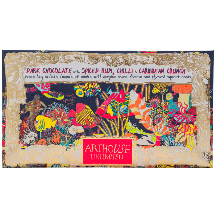 Angels of The Deep, Dark Chocolate Bar with Spiced Rum, Chilli & Caribbean Crunch