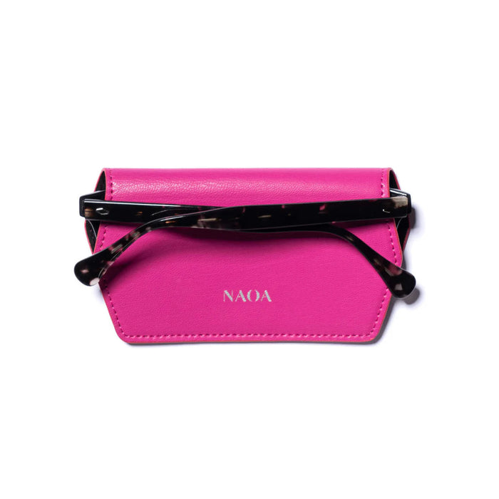 Leather Slim Glasses Case- Fushia