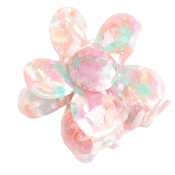 Flower Pinks & Mint Hair Claw Clip