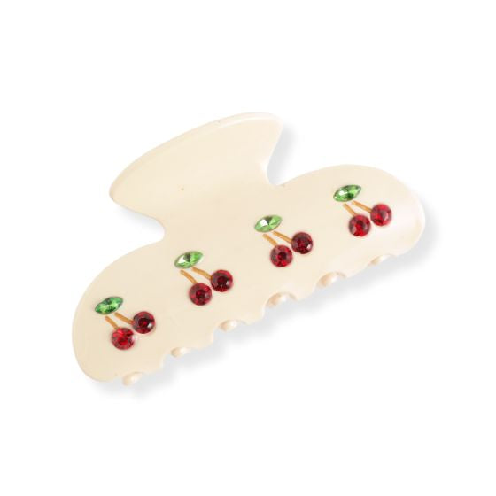 Cream Cherries Hair Claw Clip