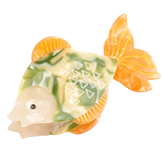 Orange & Green Fish Hair Claw Clip