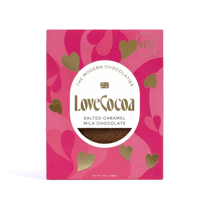 Love cocoa heart salted caramel milk chocolate bar