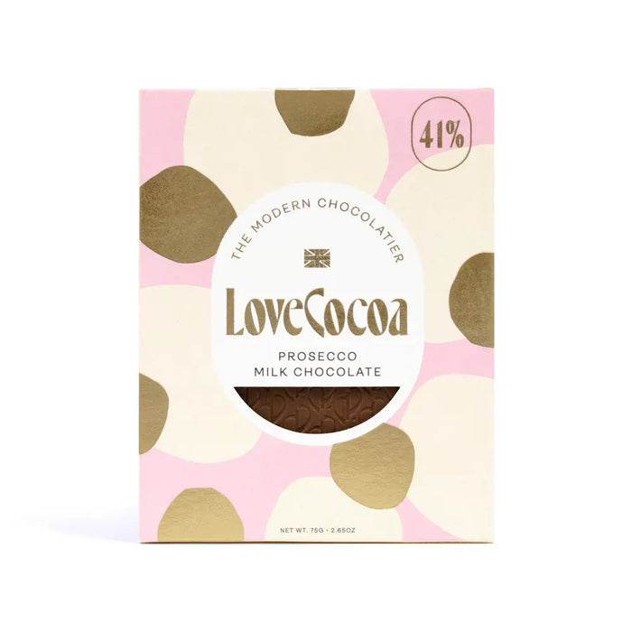 Love cocoa Prosecco milk chocolate bar