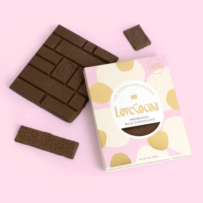 Love cocoa Prosecco milk chocolate bar