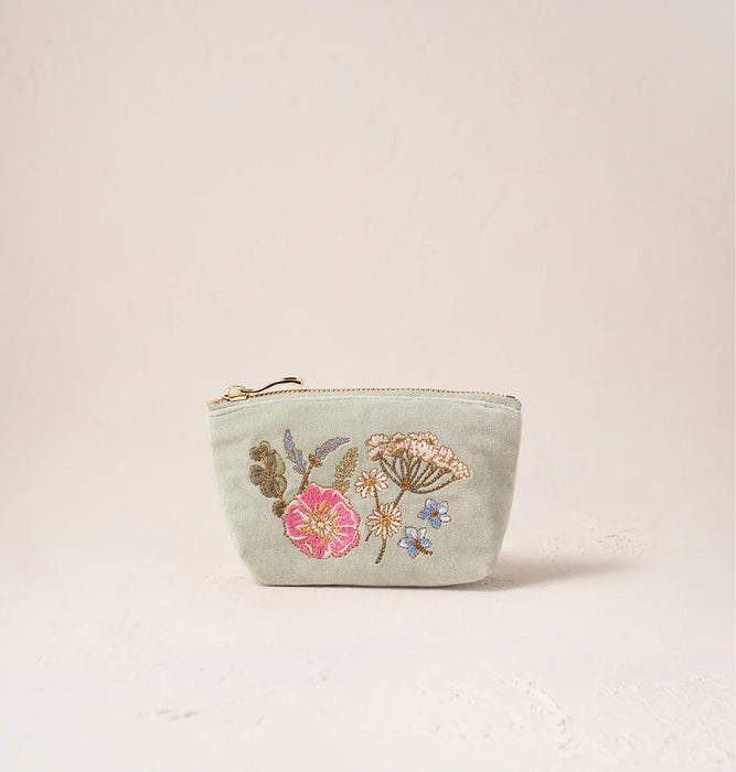 Pressed Flowers Sage Coin Purse