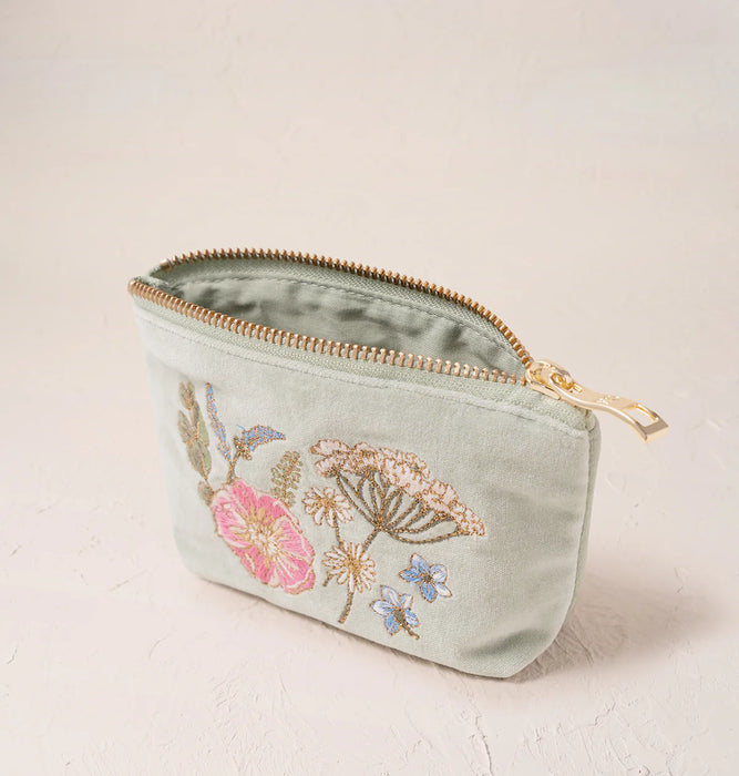 Pressed Flowers Sage Coin Purse