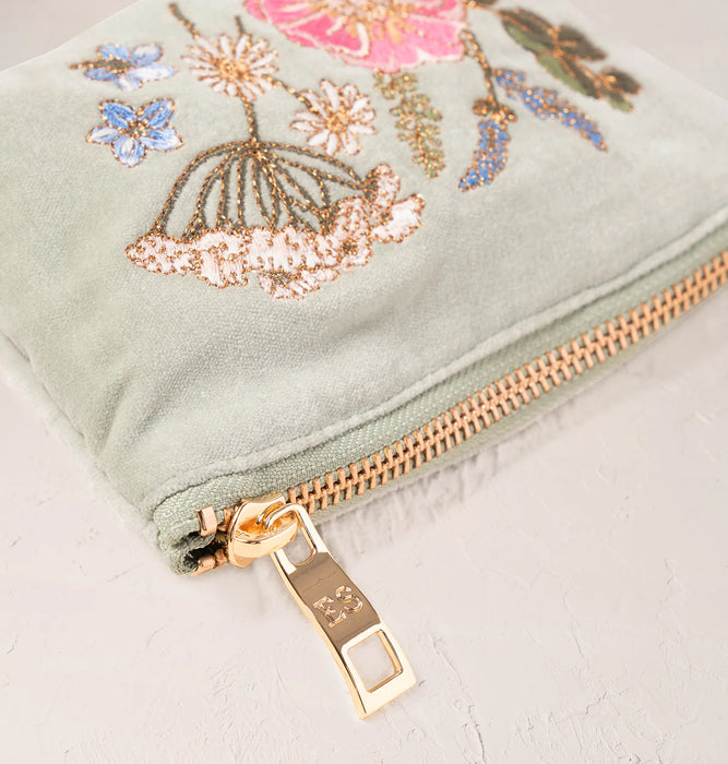 Pressed Flowers Sage Coin Purse