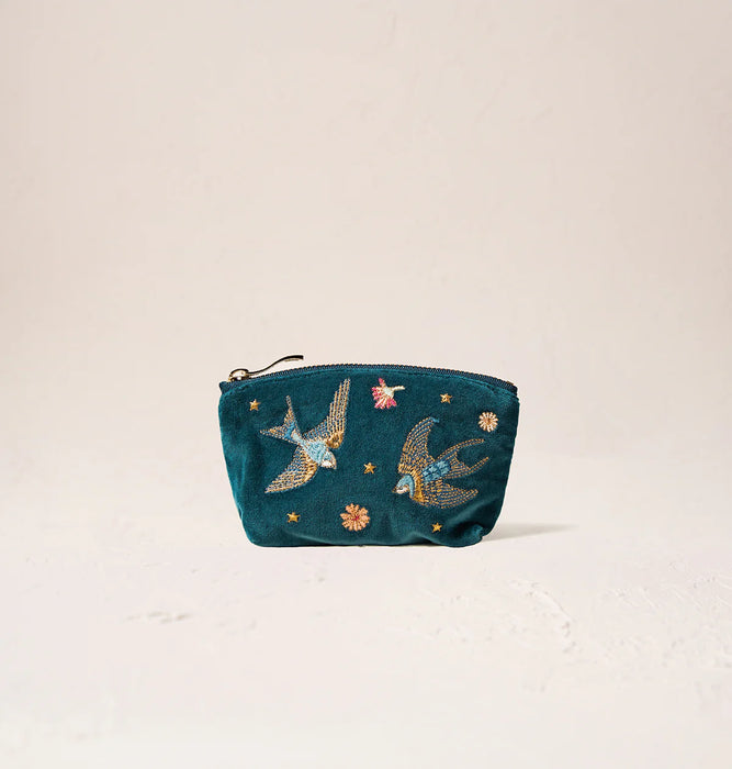 Rich Blue Swallows Coin Purse