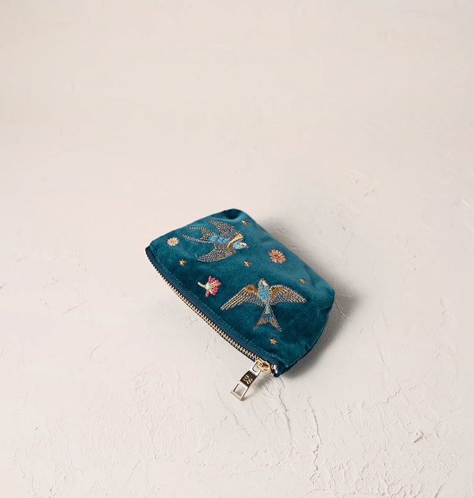 Rich Blue Swallows Coin Purse