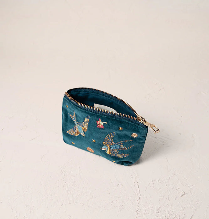 Rich Blue Swallows Coin Purse