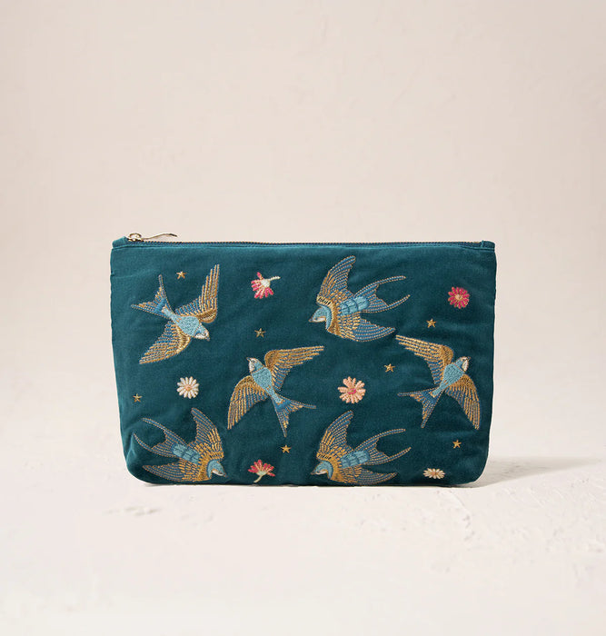 Rich Blue Swallows Everyday Pouch