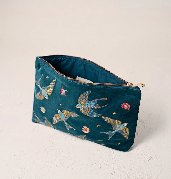 Rich Blue Swallows Everyday Pouch