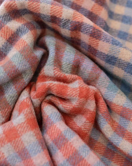 Recycled Wool Blanket - Blue Micro Check