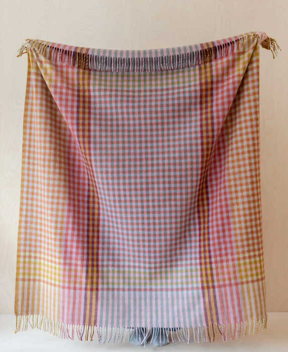Recycled Wool Blanket  - Lilac Micro Check